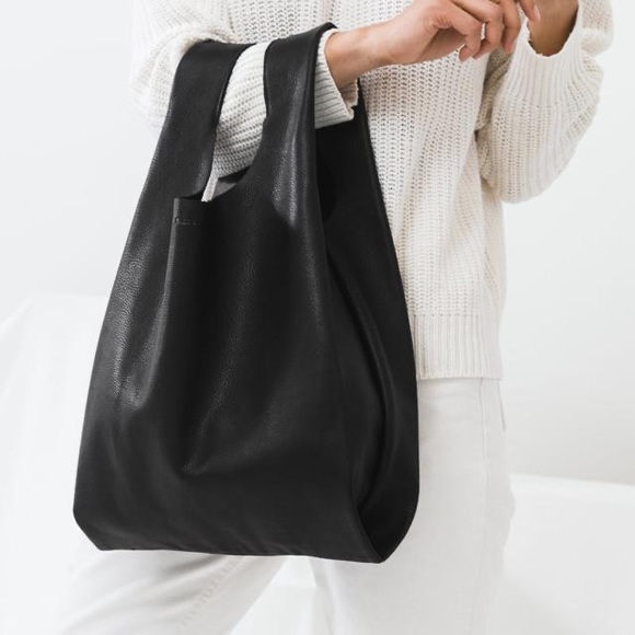 BAGGU Handbags - BAGGU Natural Milled Leather Bag - Black